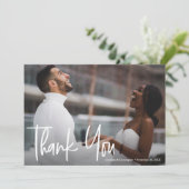 Personalisiertes modernes Foto Hochzeit Dankeschön Dankeskarte (Stehend Vorderseite)