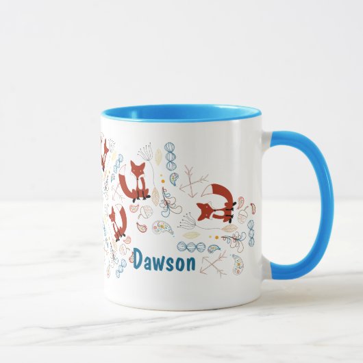 Personalisiertes modernes Fox Woodland Muster Tasse (Rechts)