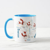 Personalisiertes modernes Fox Woodland Muster Tasse (Links)