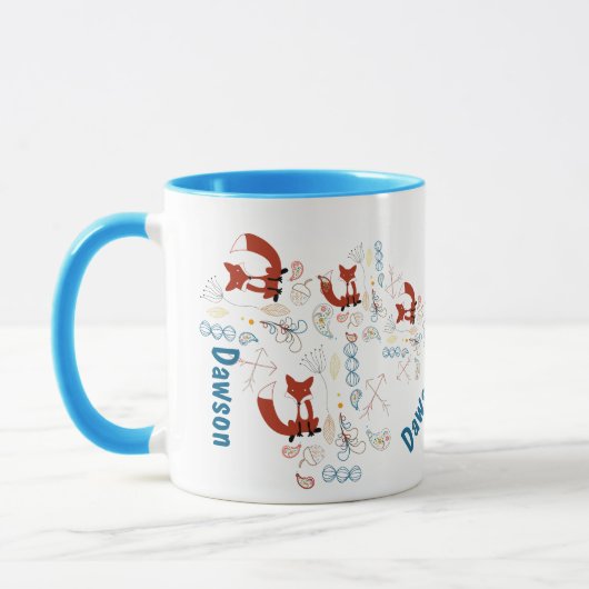 Personalisiertes modernes Fox Woodland Muster Tasse (Links)