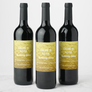 Personalisiertes, modernes Goldweinlabel zum Gebur Weinetikett