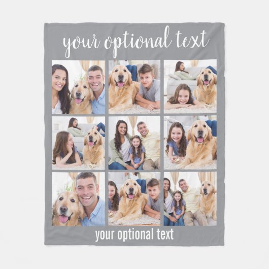 Personalisiertes, modernes Grau 9 Fotomaterial Fleecedecke (Vorderseite)