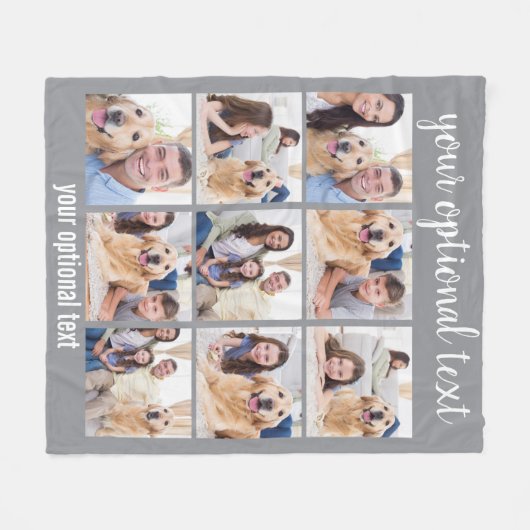 Personalisiertes, modernes Grau 9 Fotomaterial Fleecedecke (Vorderseite (Horizontal))