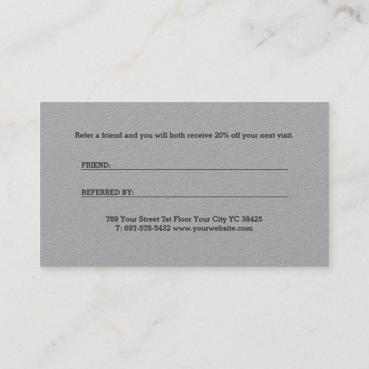 Personalisiertes, modernes Grau-Monogramm Empfehlungskarte (Rückseite)