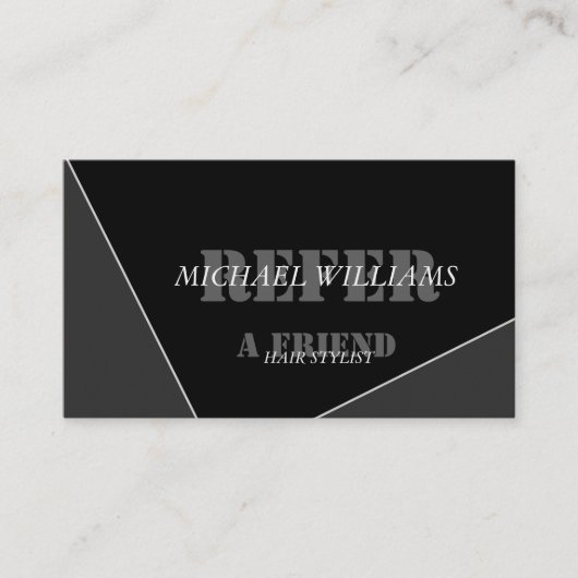 Personalisiertes, modernes Grau-Monogramm Empfehlungskarte (Vorderseite)