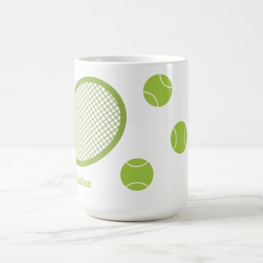 Personalisiertes, modernes Green Tennis Ball Racke Kaffeetasse (Mittel)