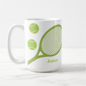 Personalisiertes, modernes Green Tennis Ball Racke Kaffeetasse (Links)