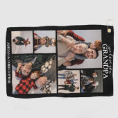 Personalisiertes modernes Großvater | 6 Foto Golfh Golfhandtuch (Horizontal)