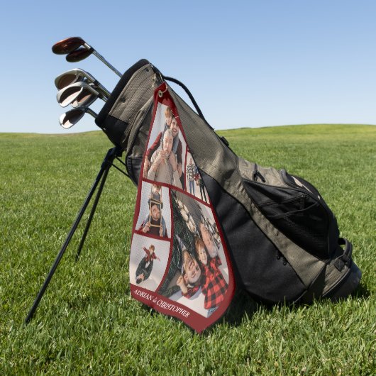 Personalisiertes modernes Großvater | 6 Foto Golfh Golfhandtuch (Gras)