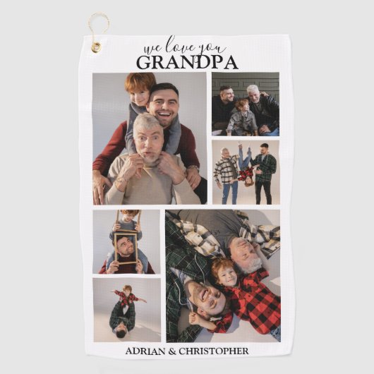 Personalisiertes modernes Großvater | 6 FOTO Golfhandtuch (Vorderseite)