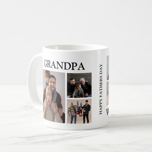 Personalisiertes modernes Großvater | 6 FOTO Kaffeetasse (Vorderseite Links)