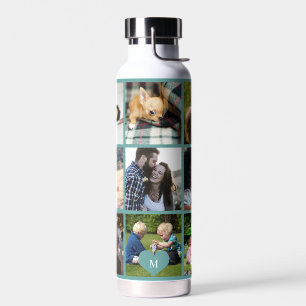 Personalisiertes modernes grünes Fotocollagen-Mono Trinkflasche