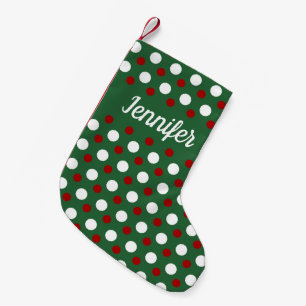 Personalisiertes, modernes, grünes rotes Muster Kleiner Weihnachtsstrumpf