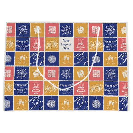 Personalisiertes modernes handgezeichnetes bunter  große geschenktüte (Vorderseite)