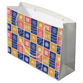 Personalisiertes modernes handgezeichnetes bunter  große geschenktüte (Rückseite Schrägansicht)