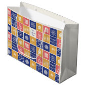 Personalisiertes modernes handgezeichnetes bunter  große geschenktüte (Vorderseite Schrägansicht)