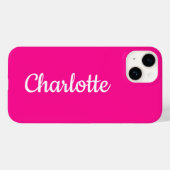 Personalisiertes, modernes Hot Rosa und Weiß Case-Mate iPhone Hülle (Rückseite (Horizontal))