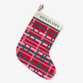 Personalisiertes modernes kariertes Weihnachtsdesi Kleiner Weihnachtsstrumpf