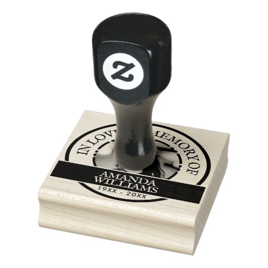 Personalisiertes modernes Memorial Foto, Name, Tex Gummistempel (Stempel)