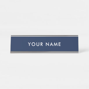 Personalisiertes modernes minimalistisches Blau Pr Schreibtischnamensplakette