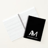 Personalisiertes, modernes Monogram Black Spiral N Notizblock (Innenseite)