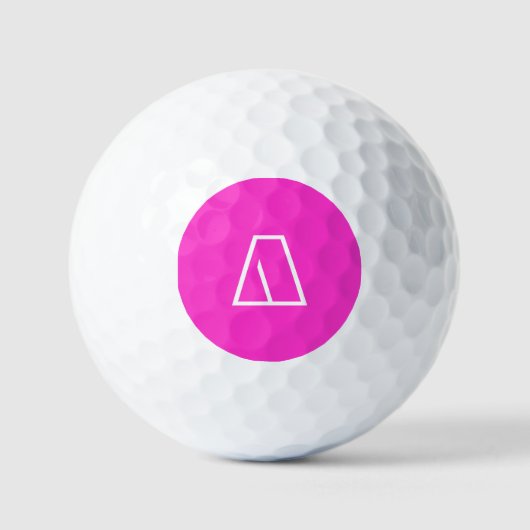 Personalisiertes, modernes Monogramm, heißes Rosa Golfball (Vorderseite)
