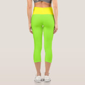 Personalisiertes, modernes Monogramm Neongelb grün Capri Leggings (Rückseite)