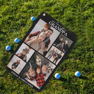 Personalisiertes modernes Opa 6 Foto Golf Handtu Golfhandtuch