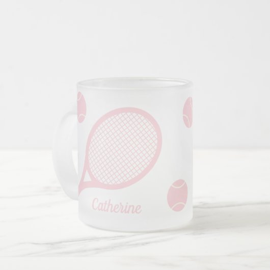 Personalisiertes, modernes Pastell Pink Tennis Bal Mattglastasse (Vorderseite Links)