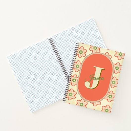 Personalisiertes modernes Retro-Monogramm-Notebook Notizblock (Innenseite)
