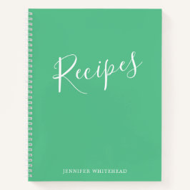 Personalisiertes, modernes Rezept Journal Green Notizblock