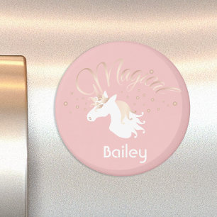 Personalisiertes modernes rosa magisches Einhorn Magnet