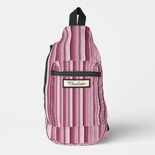 Personalisiertes, modernes rosa Mauve Strip Sling  Crossbody Bag