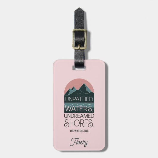 Personalisiertes, modernes Rosa Shakespeare-Zitat Gepäckanhänger (Vorderseite vertikal)