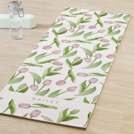 Personalisiertes, modernes rosa Tulip-Muster Yogamatte