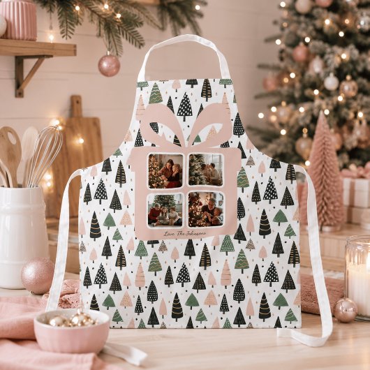 Personalisiertes modernes rosa Weihnachten Schürze