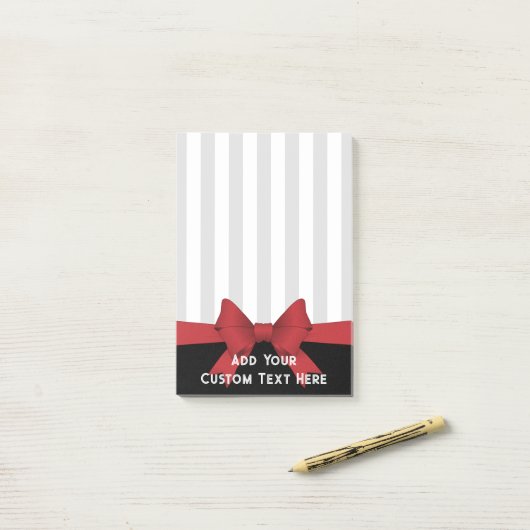 Personalisiertes, modernes Rotes Band und Streifen Post-it Klebezettel (Auf Schreibtisch)