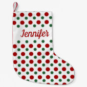 Personalisiertes, modernes rotes Grünmuster Kleiner Weihnachtsstrumpf (Vorderseite)