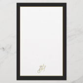 Personalisiertes, modernes Schwarz-Gold-Monogramm Briefpapier (Rückseite)