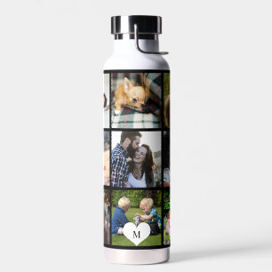 Personalisiertes modernes schwarzes Fotocollagen-M Trinkflasche