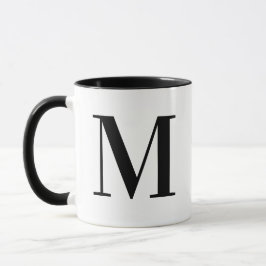 Personalisiertes modernes schwarzes Monogramm Buch Tasse
