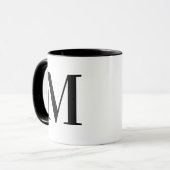 Personalisiertes modernes schwarzes Monogramm Init Tasse (Vorderseite Links)