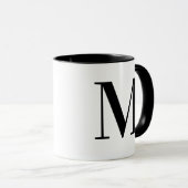 Personalisiertes modernes schwarzes Monogramm Init Tasse (VorderseiteRechts)