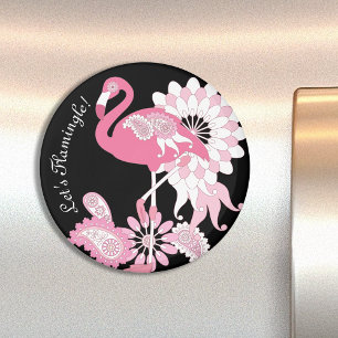 Personalisiertes modernes schwarzes Paisley-Rosa-F Magnet