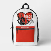 Personalisiertes modernes Skelett Hand Frieden und Bedruckter Rucksack (Vorderseite)