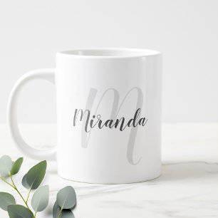 Personalisiertes modernes Skript Monogramm und Nam Jumbo-Tasse