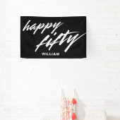 Personalisiertes modernes Skript Schwarz 50. Gebur Banner (InSitu)