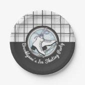 Personalisiertes modernes Tartan Ice Skaten-Partys Pappteller (Vorderseite)