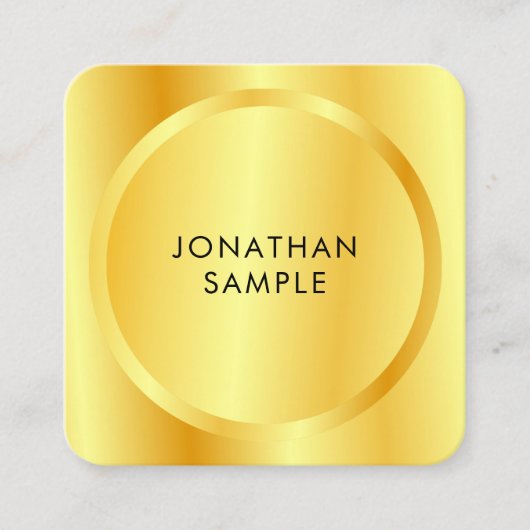 Personalisiertes, modernes Template-Metallic-Gold- Quadratische Visitenkarte (Vorderseite)