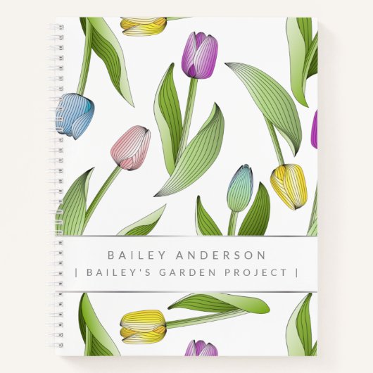 Personalisiertes, modernes Tulip Blume Design Notizblock (Vorderseite)